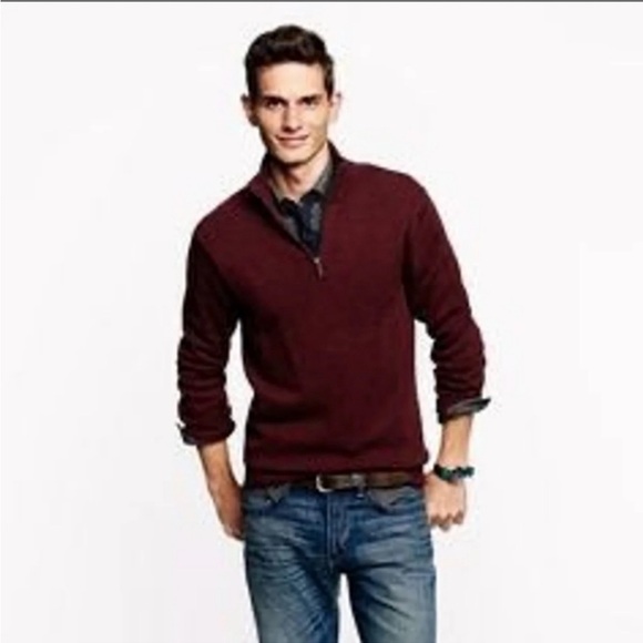 J. Crew Burgundy 100% Lambs XLT Half Zip Up Sweater - Picture 8 of 8